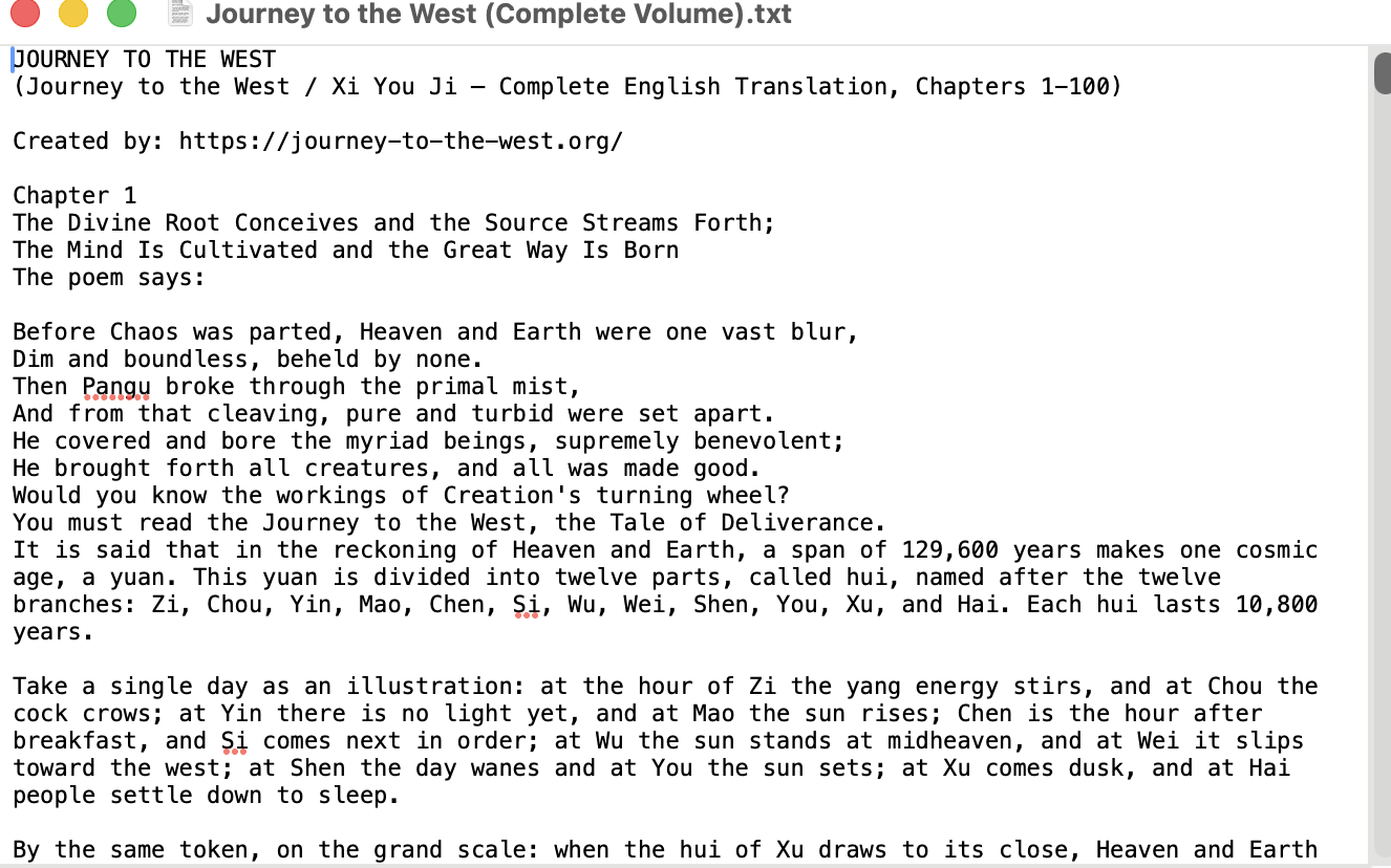 Journey to the West text